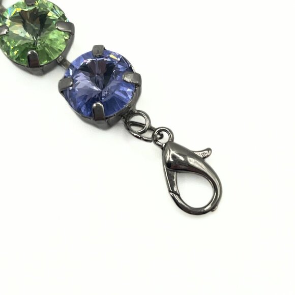Handcrafted Swarovski Peridot, Lilac, & Blue Crystal Bracelet - Shiny Silver - Picture 11 of 12